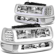 Cargar imagen en el visor de la galería, 1999-2002 Chevrolet Silverado Par Focos LED Fondo Cromado (Chofer &amp; Pasajero) - PAL Auto Parts
