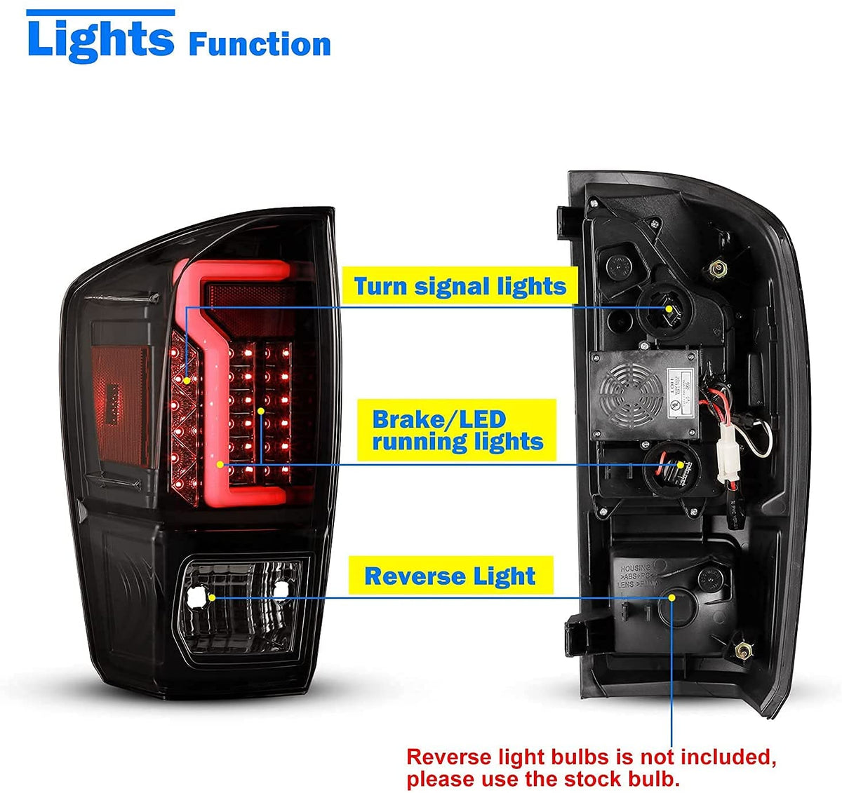 2016-2021 Toyota Tacoma par Focos Traseros Fondo Negro LED (Chofer & Pasajero) - PAL Auto Parts
