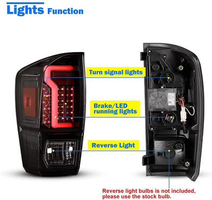 2016-2021 Toyota Tacoma par Focos Traseros Fondo Negro LED (Chofer & Pasajero) - PAL Auto Parts