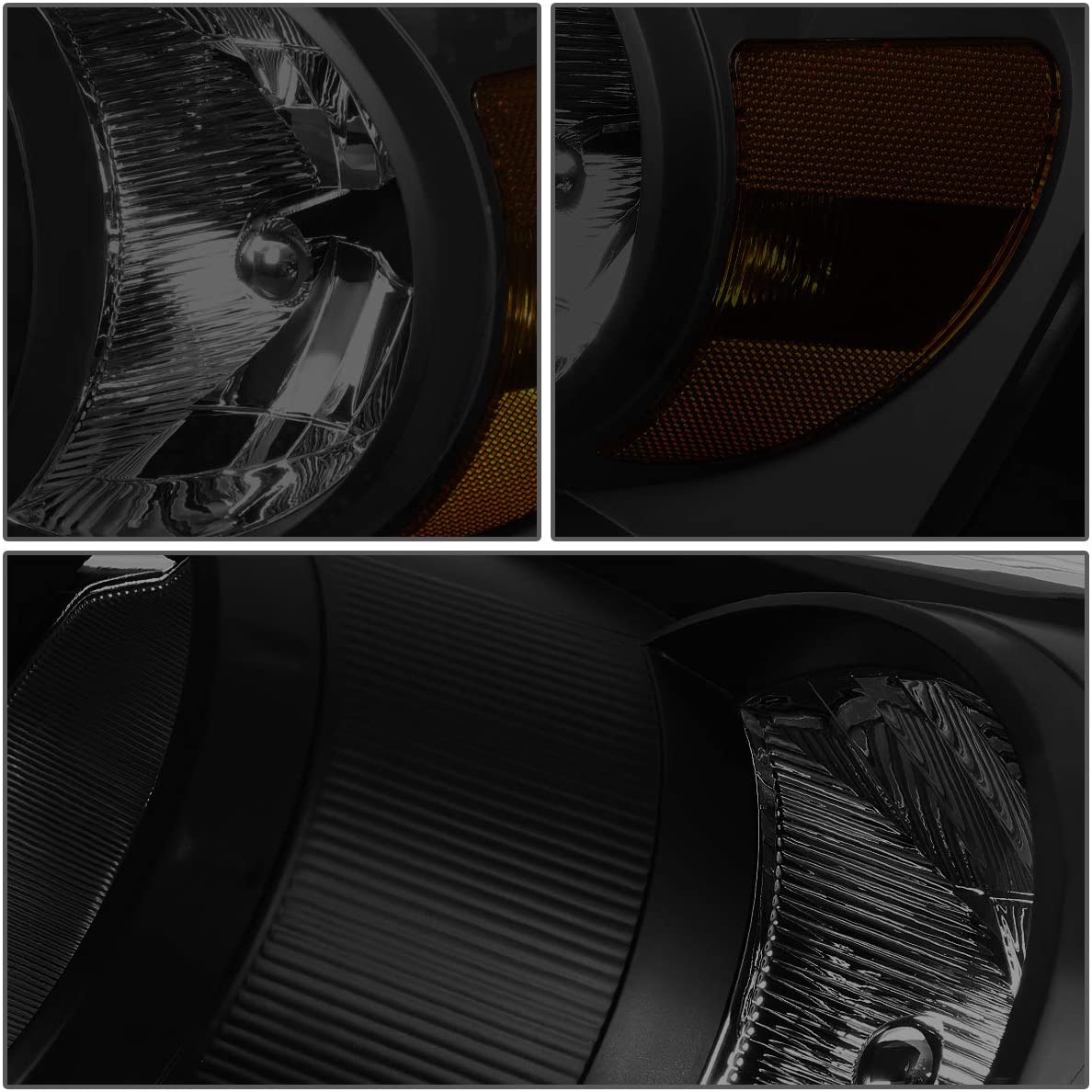 2006-2009 Dodge Ram 1500 Par Focos Smoke Fondo Negro (Chofer & Pasajero) - PAL Auto Parts