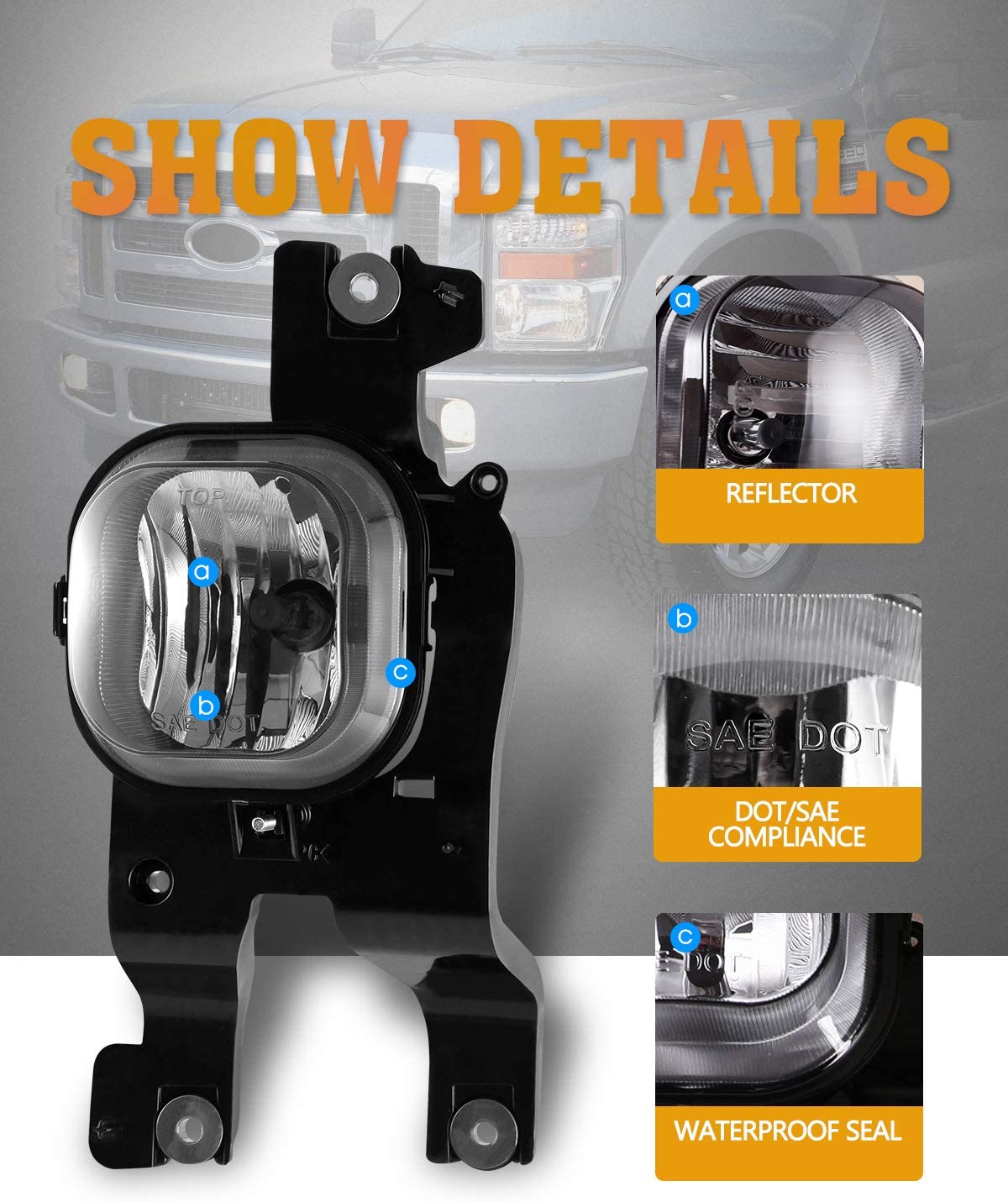 2008-2010 Ford F-250 350 450 Fog Lights Smoked (Chofer & Pasajero) - PAL Auto Parts