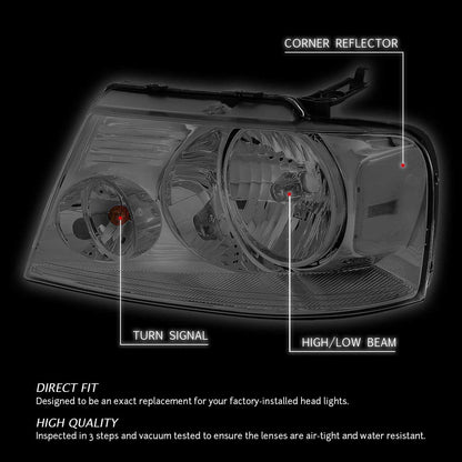 2004-2008 Ford F-150 Par Focos Fondo Cromado (Chofer & Pasajero) - PAL Auto Parts