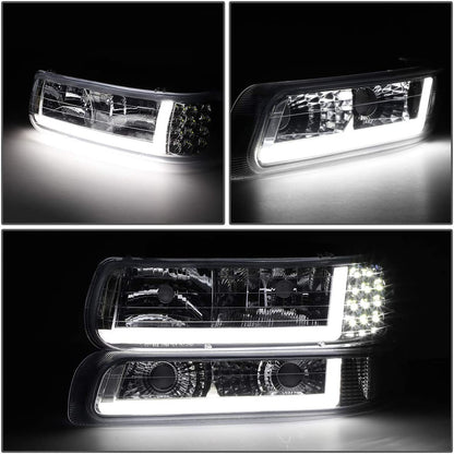 1999-2002 Chevrolet Silverado Par Focos LED Fondo Cromado (Chofer & Pasajero) - PAL Auto Parts