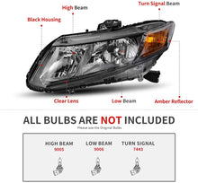 Cargar imagen en el visor de la galería, 2012-2015 Honda Civic Par Focos Fondo Negro (Chofer &amp; Pasajero) - PAL Auto Parts
