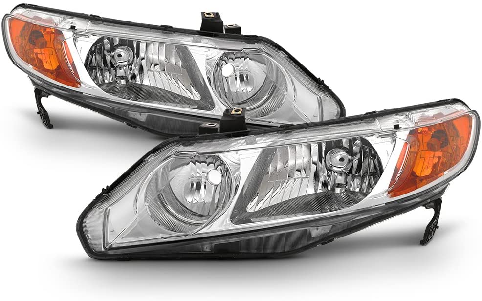 2006-2011 Honda Civic Par Focos Fondo Cromado (Chofer & Pasajero) - PAL Auto Parts