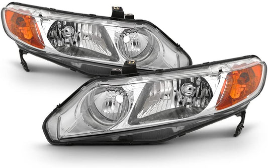 2006-2011 Honda Civic Par Focos Fondo Cromado (Chofer & Pasajero) - PAL Auto Parts
