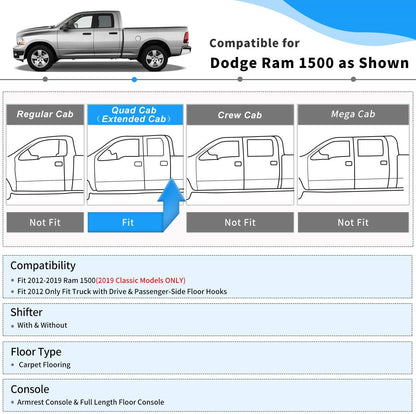 2012-2018 Dodge Ram 1500 Alfombra Color Negro All Weather ( Asientos Delanteros y traseros) - PAL Auto Parts