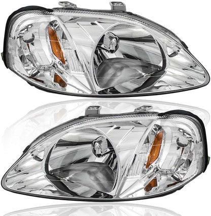 1999-2000 Honda Civic Par Focos Fondo Cromado (Chofer & Pasajero) - PAL Auto Parts