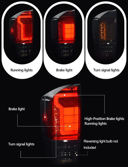2016-2021 Toyota Tacoma Sport Par Focos Traseros Fondo Negro LED (Chofer & Pasajero) - PAL Auto Parts
