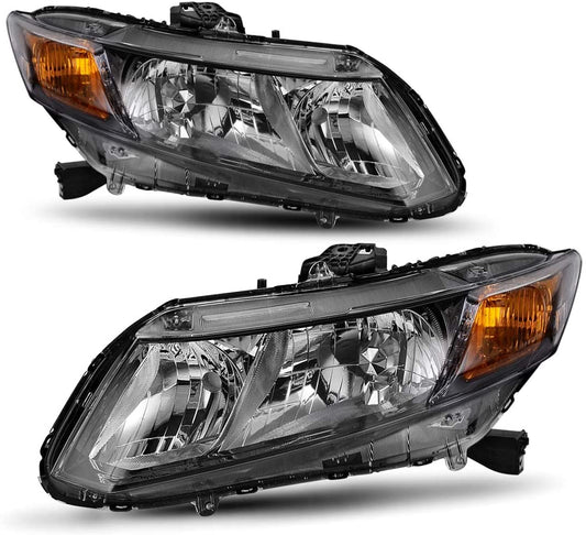 2012-2015 Honda Civic Par Focos Fondo Negro (Chofer & Pasajero) - PAL Auto Parts