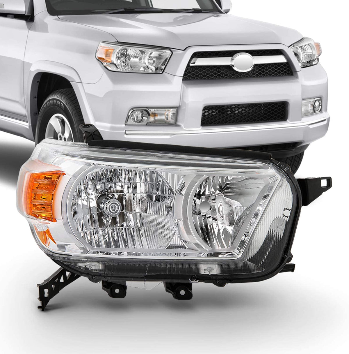 2010-2013 Toyota 4 Runner Par Focos Fondo Cromado (Chofer & Pasajero) - PAL Auto Parts