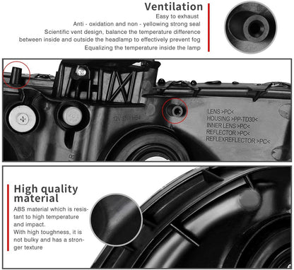 2012-2015 Honda Civic Par Focos Fondo Negro (Chofer & Pasajero) - PAL Auto Parts