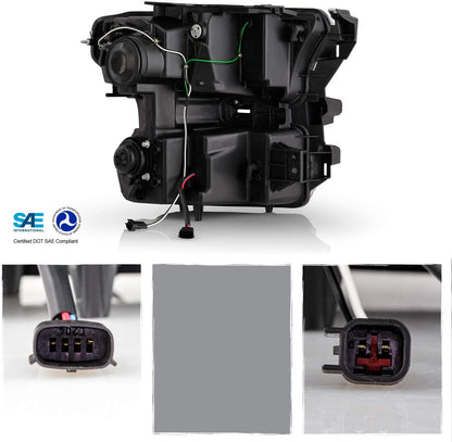 2015-2017 Ford F-150 Par Focos LED DRL TUBE Fondo Negro (Chofer & Pasajero) - PAL Auto Parts