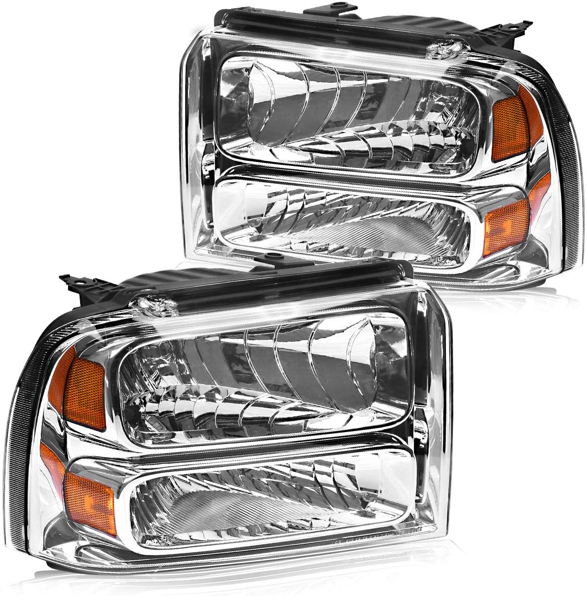 2005-2007 Ford F250/F550 Par Focos Fondo Cromado (Chofer & Pasajero) - PAL Auto Parts