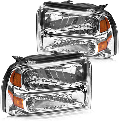 2005-2007 Ford F250/F550 Par Focos Fondo Cromado (Chofer & Pasajero) - PAL Auto Parts