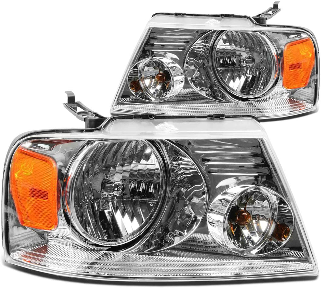 2004-2008 Ford F-150 Par Focos Fondo Cromado (Chofer & Pasajero) - PAL Auto Parts