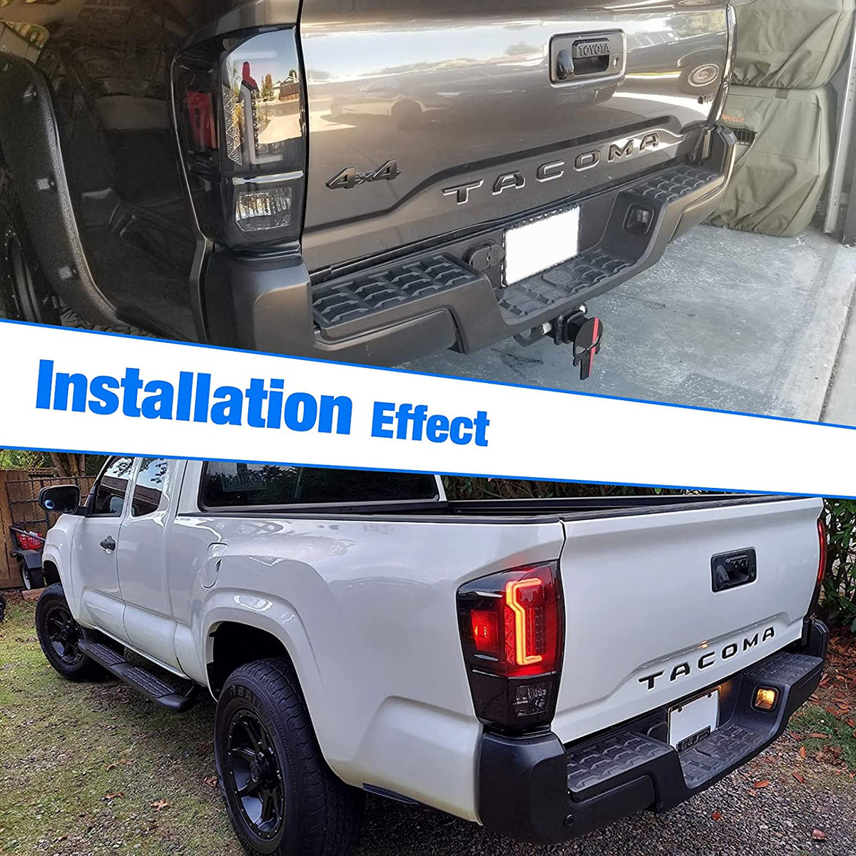 2016-2021 Toyota Tacoma par Focos Traseros Fondo Negro LED (Chofer & Pasajero) - PAL Auto Parts