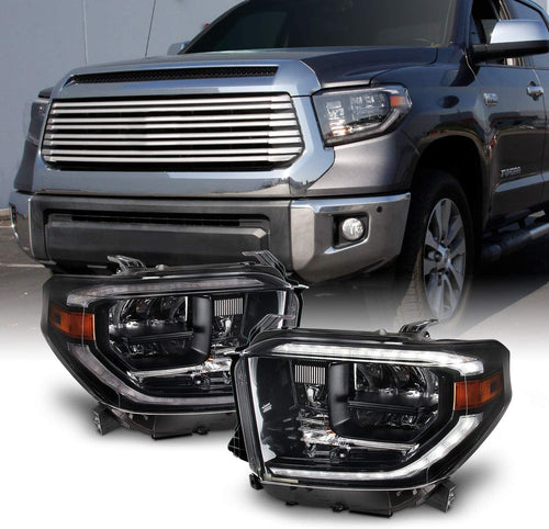 2014-2021 Toyota Tundra Par Focos Fondo Negro LED DRL turn Signal ( Chofer & Pasajero) - PAL Auto Parts