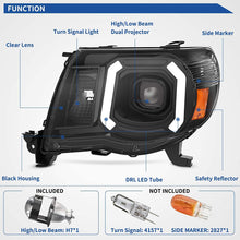 Cargar imagen en el visor de la galería, 2005-2011 Toyota Tacoma Focos LED Fondo Negro Claro (Chofer &amp; Pasajero) - PAL Auto Parts
