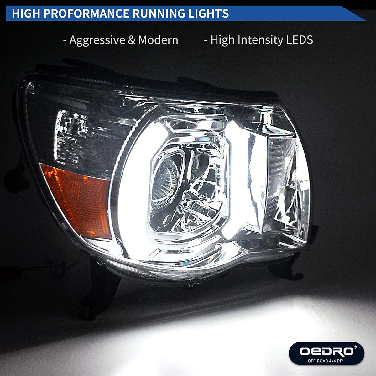 2005-2011 Toyota Tacoma Focos LED Fondo Negro Claro (Chofer & Pasajero) - PAL Auto Parts