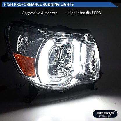 2005-2011 Toyota Tacoma Focos LED Fondo Negro Claro (Chofer & Pasajero) - PAL Auto Parts