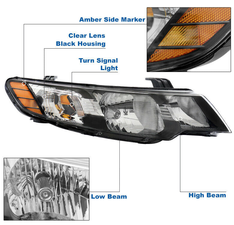 2010-2013 KIA Forte / Koup Par Focos Fondo Negro (Chofer & Pasajero) - PAL Auto Parts