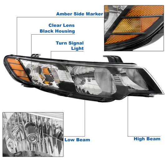 2010-2013 KIA Forte / Koup Par Focos Fondo Negro (Chofer & Pasajero) - PAL Auto Parts