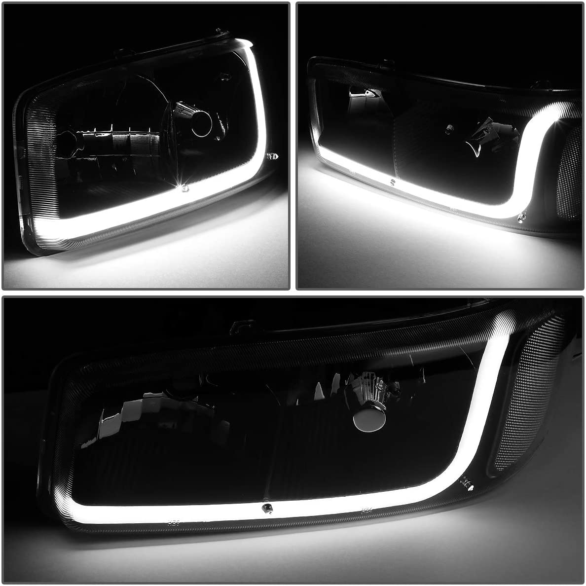 1999-2007 GMC Sierra Par Focos Fondo Negro LED (Chofer & Pasajero) - PAL Auto Parts