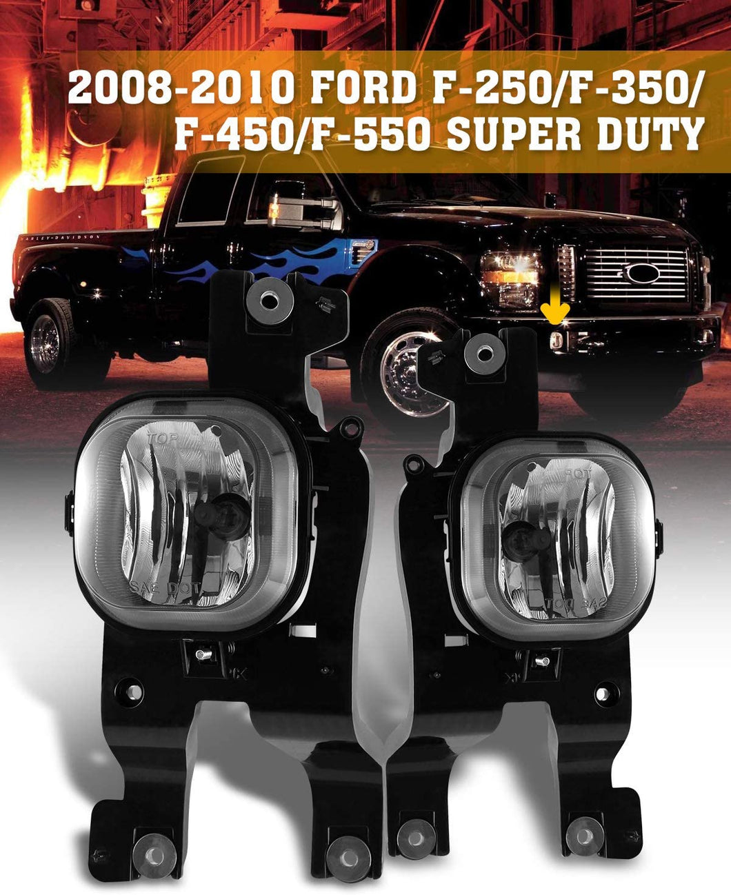 2008-2010 Ford F-250 350 450 Fog Lights Smoked (Chofer & Pasajero) - PAL Auto Parts