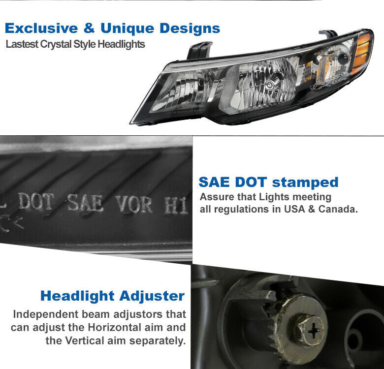 2010-2013 KIA Forte / Koup Par Focos Fondo Negro (Chofer & Pasajero) - PAL Auto Parts