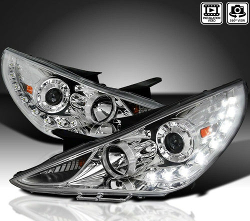 2011-2014 HYUNDAI SONATA PAR FOCOS FONDO CROMADO LED (CHOFER & PASAJERO) - PAL Auto Parts