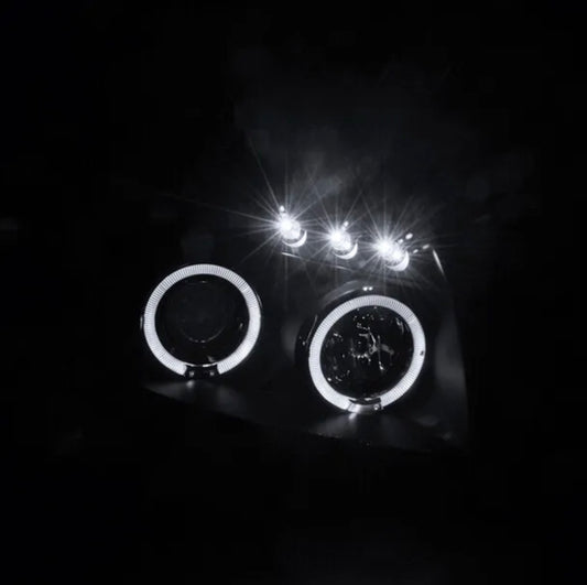 2003-2006 Toyota Four 4Runner Par Focos Fondo Negro Halo & Led (Chofer & Pasajero)