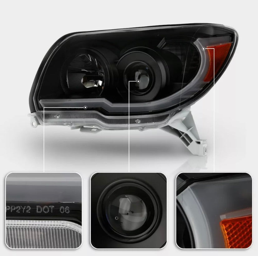 2006-2009 Toyota Four 4Runner Par Focos Fondo Negro LED STRIP (Chofer & Pasajero) - PAL Auto Parts