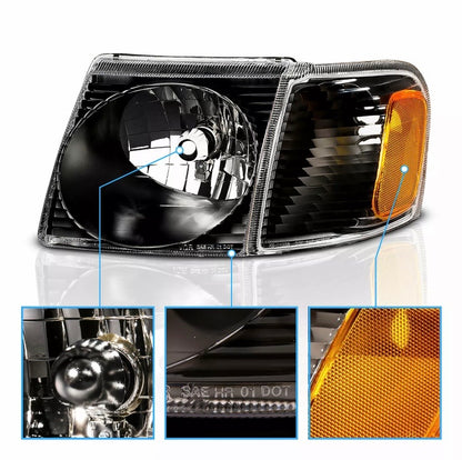 2002-2005 Ford Explorer Par Focos Fondo Negro (Chofer & Pasajero) - PAL Auto Parts