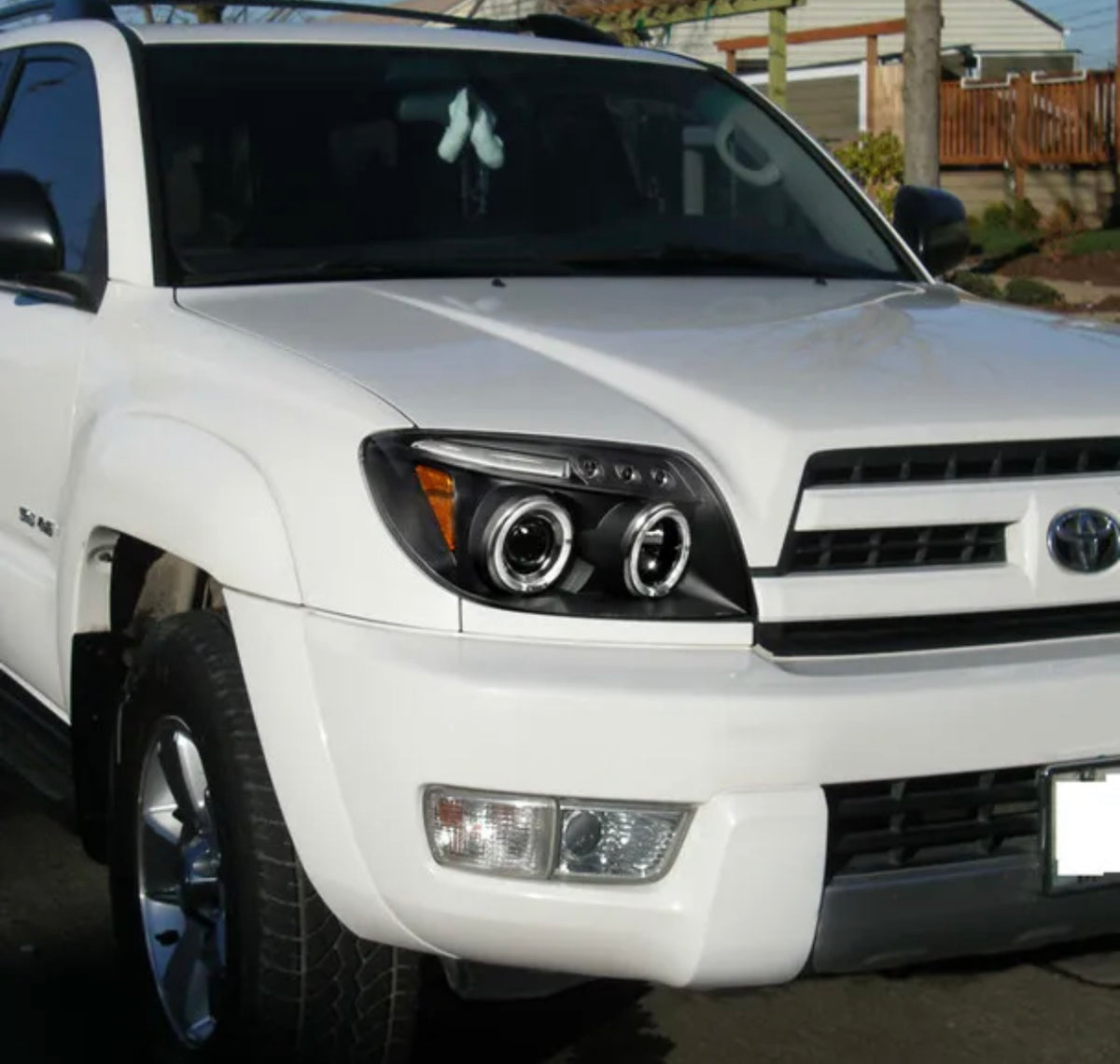 2003-2006 Toyota Four 4Runner Par Focos Fondo Negro Halo & Led (Chofer & Pasajero)