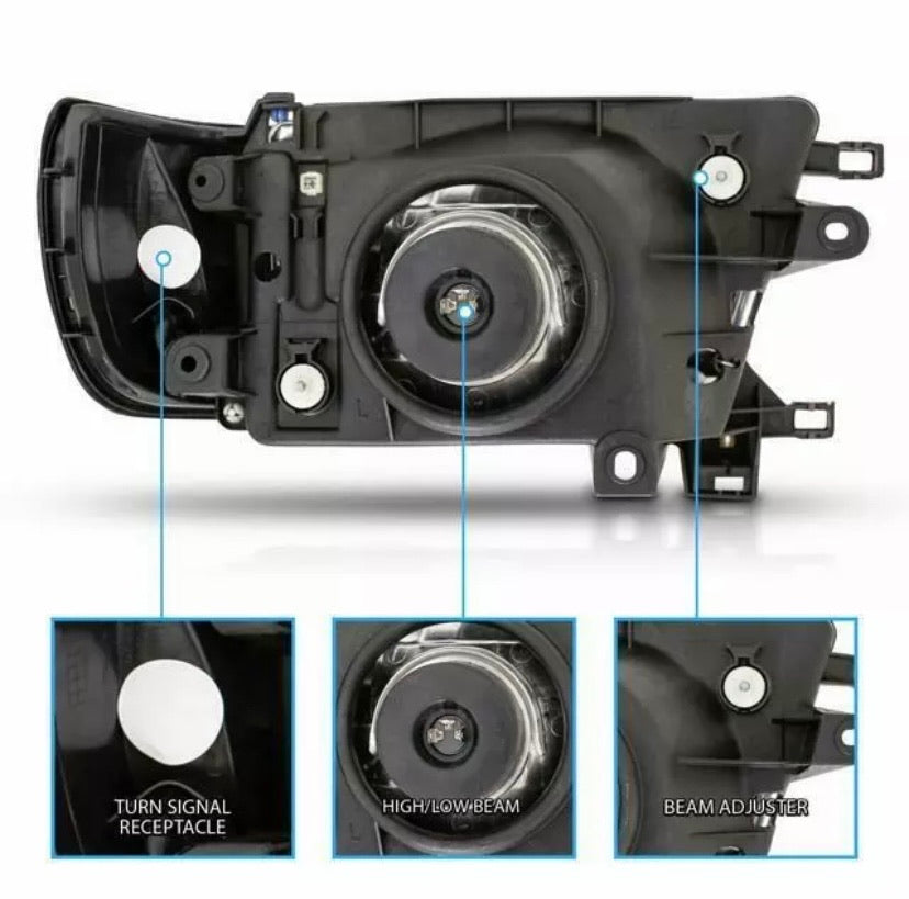 1996-1998 Toyota 4 Four Runner Par Focos Fondo Negro (Chofer & Pasajero) - PAL Auto Parts