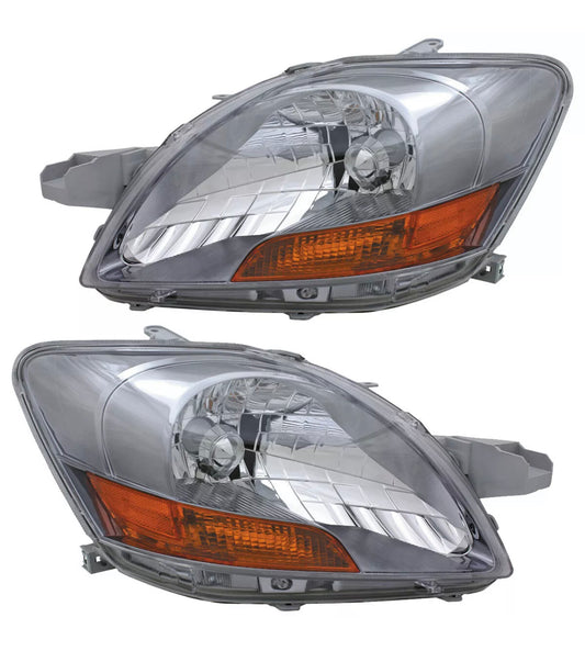 2007-2012 Toyota Yaris Sedan Par Focos Fondo Cromado (Chofer & Pasajero) - PAL Auto Parts