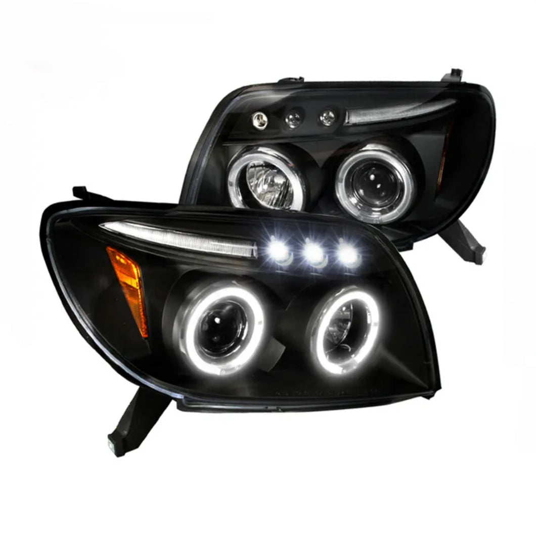 2003-2006 Toyota Four 4Runner Par Focos Fondo Negro Halo & Led (Chofer & Pasajero)