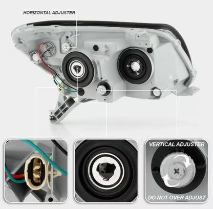 2006-2009 Toyota Four 4Runner Par Focos Fondo Negro LED STRIP (Chofer & Pasajero) - PAL Auto Parts