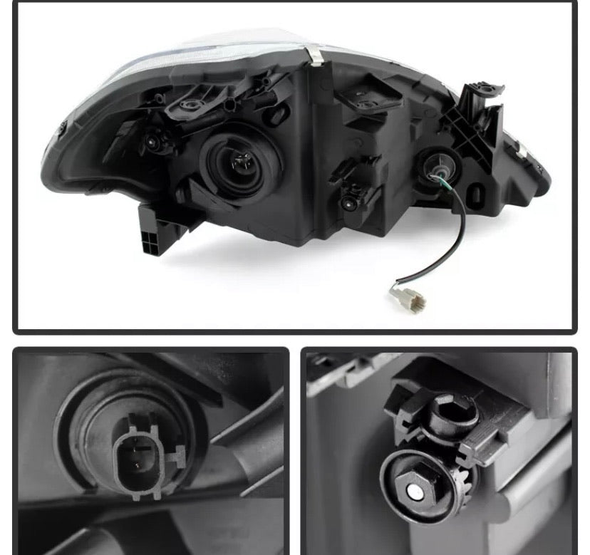 2007-2012 Nissan Versa Par Focos Fondo Negro (Chofer & Pasajero) - PAL Auto Parts