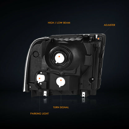 2005-2007 Ford F-250/F-350/F-550 Par Focos Fondo Negro (Chofer & Pasajero) - PAL Auto Parts