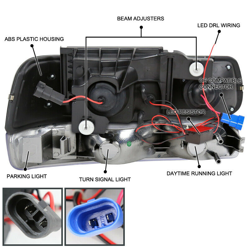 1999-2002 Chevrolet Silverado Par Focos Fondo Cromado (Chofer & Pasajero) - PAL Auto Parts