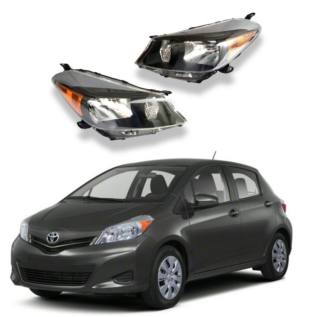 2012-2014 Toyota Yaris HatchBack Par Focos Fondo Negro (Chofer & Pasajero) - PAL Auto Parts