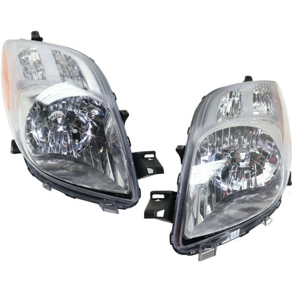 2006-2008 Toyota Yaris HatchBack Par Focos Fondo Cromado (Chofer & Pasajero) - PAL Auto Parts