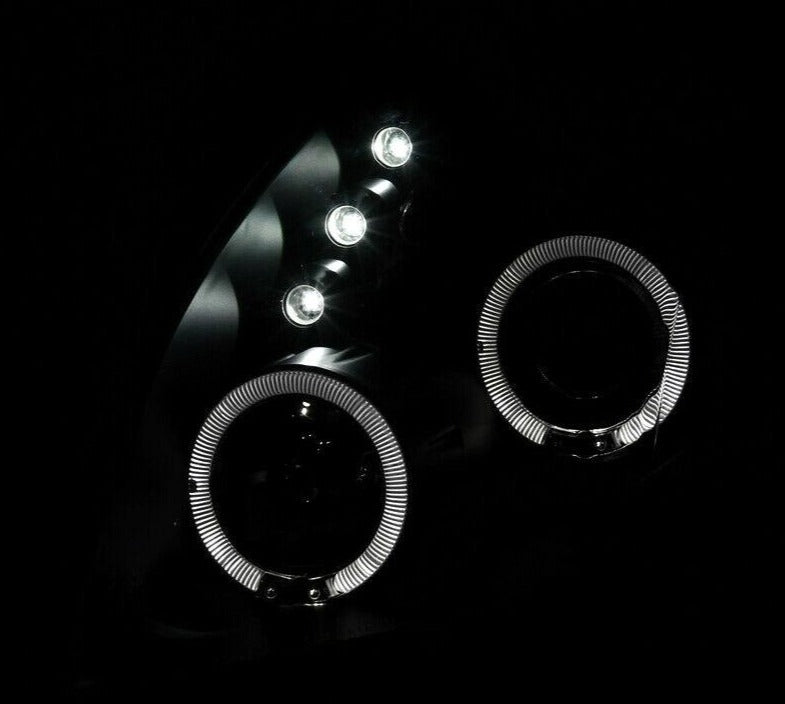 2006-2008 Toyota Yaris HatchBack LED HALO Projector Par Focos Fondo Negro (Chofer & Pasajero) - PAL Auto Parts