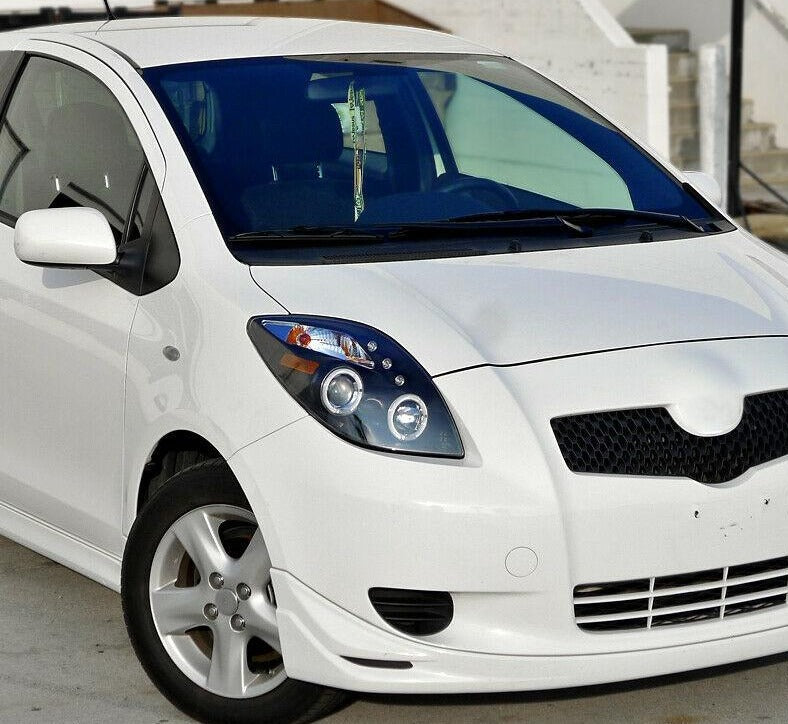 2006-2008 Toyota Yaris HatchBack LED HALO Projector Par Focos Fondo Negro (Chofer & Pasajero) - PAL Auto Parts