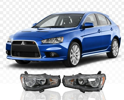 2008-2017 Mitsubishi Lancer EVO Par Focos Fondo Negro ( Chofer & Pasajero) - PAL Auto Parts