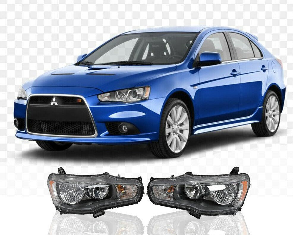 2008-2017 Mitsubishi Lancer EVO Par Focos Fondo Negro ( Chofer & Pasajero) - PAL Auto Parts
