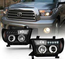 Cargar imagen en el visor de la galería, 2007-2013 Toyota Tundra / 2008-2017 Sequoia LED DRL HALO Par Focos fondo Negro ( Chofer &amp; Pasajero) - PAL Auto Parts
