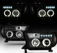Cargar imagen en el visor de la galería, 2007-2013 Toyota Tundra / 2008-2017 Sequoia LED DRL HALO Par Focos fondo Negro ( Chofer &amp; Pasajero) - PAL Auto Parts
